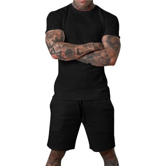 Mens Short Sets 2 Piece Outfits Fashion Summer Tracksuits Casual Shirt and Short - Picture 4 of 7